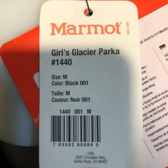 New with tags, authentic 
Marmot Kids Glacier Parka Jacket - Picture 8 of 9